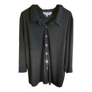 John Paul Richards Uniform Woman Button Front Black Longsleeve Shirt Size 2x